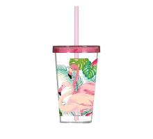 Стакан с трубочкой HEREVIN FLAMINGO